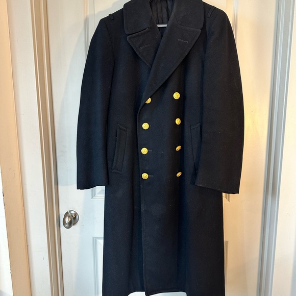 Vintage US Navy  Double Breasted Heavy Wool Gold Buttons Maxi Coat, Size 40R - Picture 14 of 14